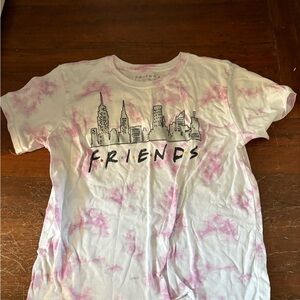 Friends TV Show Women's Pink Tie Dye Crop Top T-Shirt Tee Size Medium
